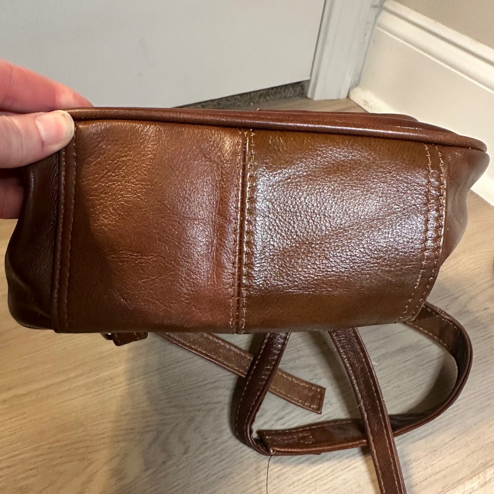 AmeriLeather Brown Leather Drawstring mini Backpack‎ Casual Travel Bag - Picture 11 of 12